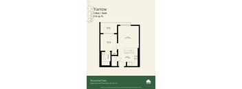 A floor plan for a 1 bedroom, 1 bathroom apartment sized at 516 sq.ft.