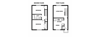 A black and white image of a floor plan for a two-story home.