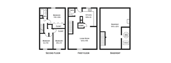 A black and white image of a floor plan for a house.
