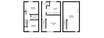 A black and white image of a floor plan for a house.