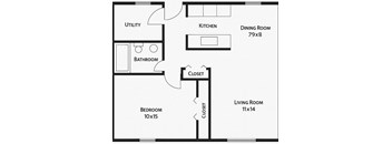 A black and white image of a floor plan for a house.
