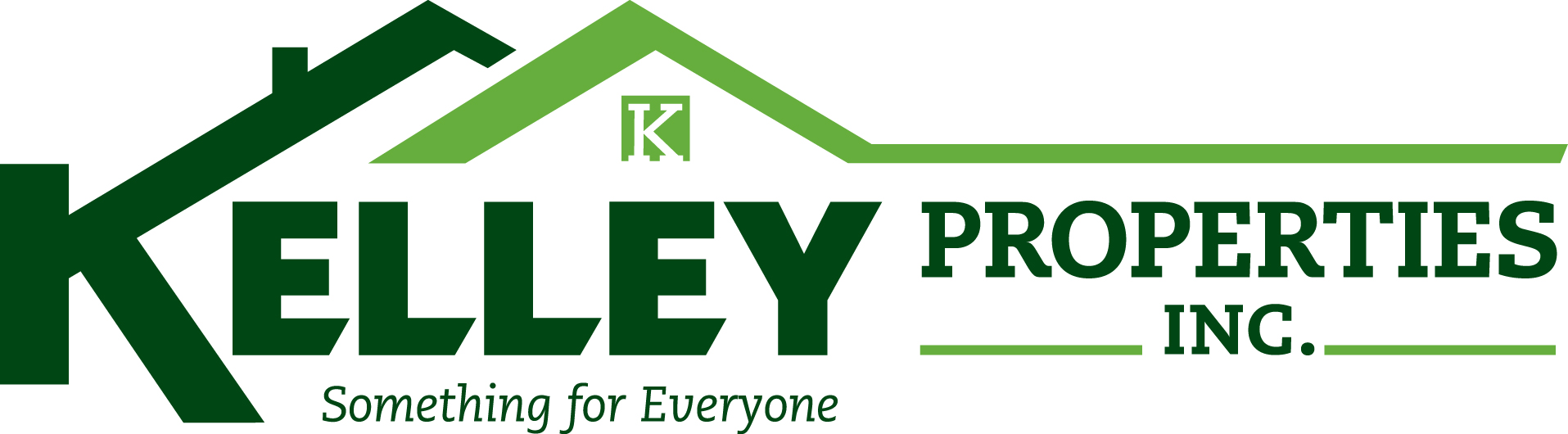 A green and white logo for Kelley Properties Inc.