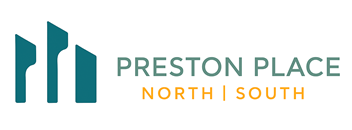 The image is a logo for Preston Place with the options of North or South.