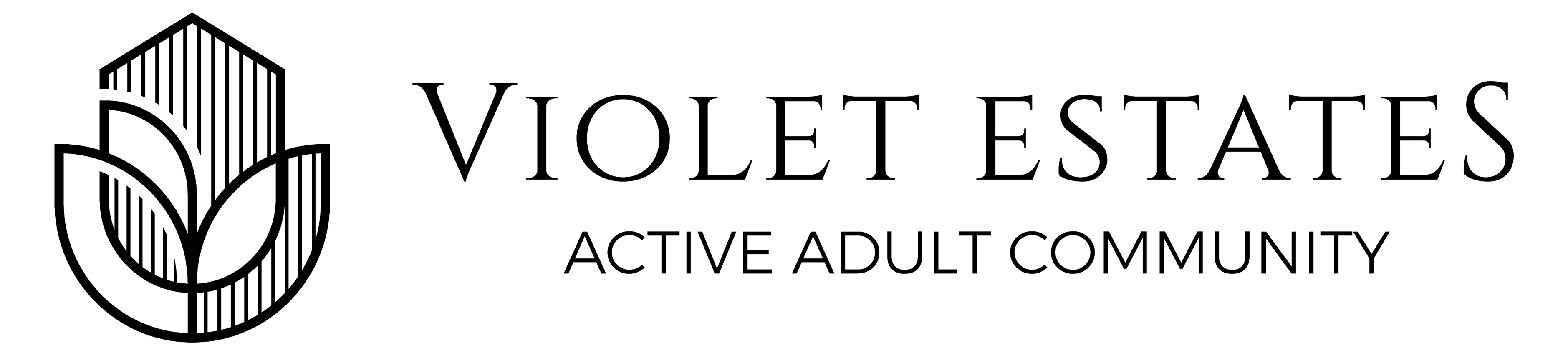 The image is a logo for Violet Estates Active Adult Community.