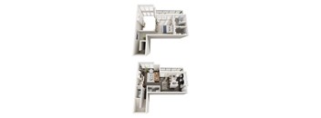 A top and bottom floor plan of a house.