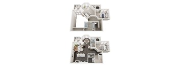 A top and bottom view of a house layout.