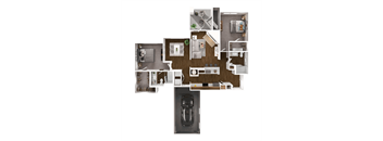 A floor plan of a house with a garage.