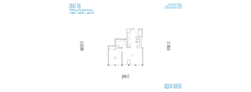 A floor plan for a 1 bedroom, 1 bath apartment at 180 Water Street in New York.