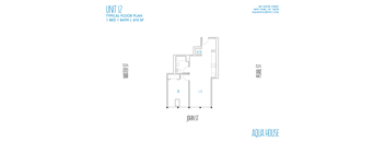 A floor plan for a 1 bedroom, 1 bath apartment at 180 Water Street in New York.
