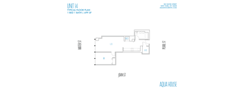 A floor plan for a 1 bedroom, 1 bathroom apartment at 180 Water Street in New York.