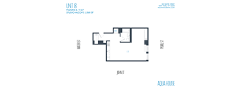 A floor plan for a studio apartment located at 180 Water Street, New York, NY 10088.