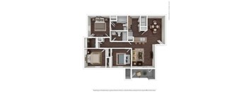 A 3D floor plan of a house showing the layout of the rooms.
