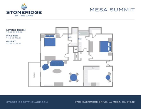 A floor plan for a Mesa Summit property by Stoneridge by the Lake.
