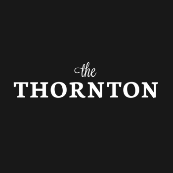 A black background with white text that reads "the THORNTON".