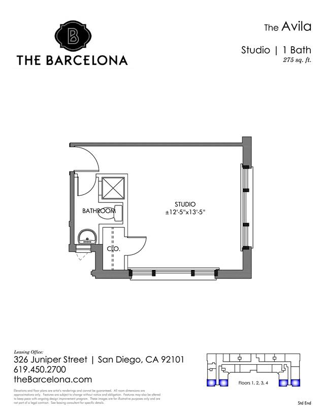 Studio apartment at The Barcelona Apartments in San Diego, CA