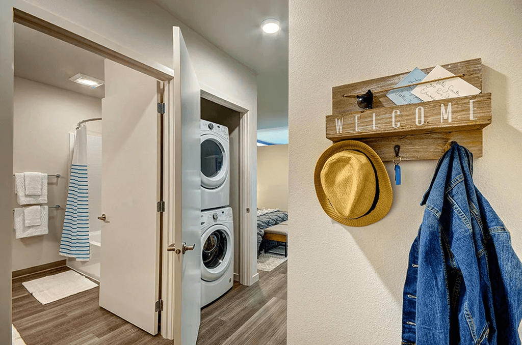 Bathroom With Storage Area at Upton Flats, Seattle, 98126