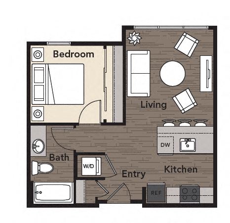 1 bed 1 bath B at Kirkland Crossing Apartments, Kirkland, WA