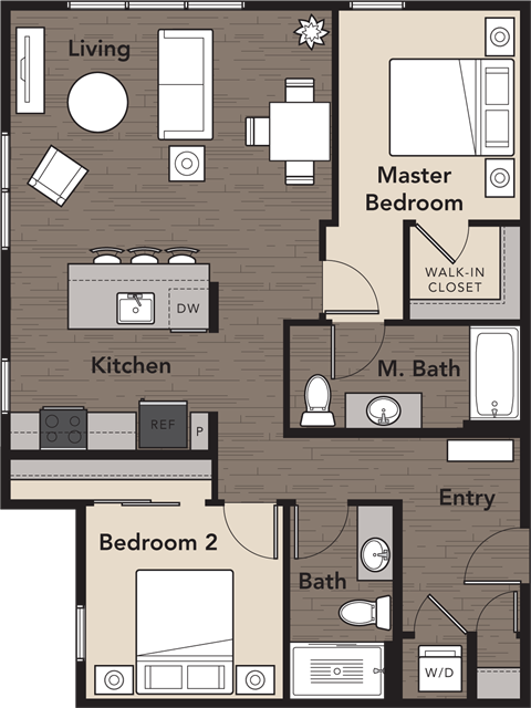 3 bed 2 bath B at Kirkland Crossing Apartments, Kirkland, WA