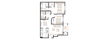 Valley Springs Apartments Cedar 2-Bedroom Floorplan