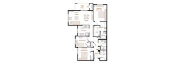 Valley Springs Apartments Elm 3-Bedroom Floorplan