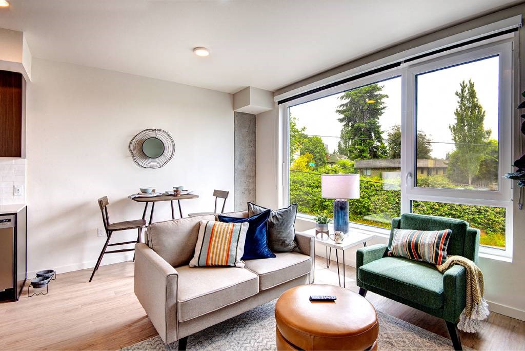 Modern Living Area at Metro Line Flats, Washington, 98122