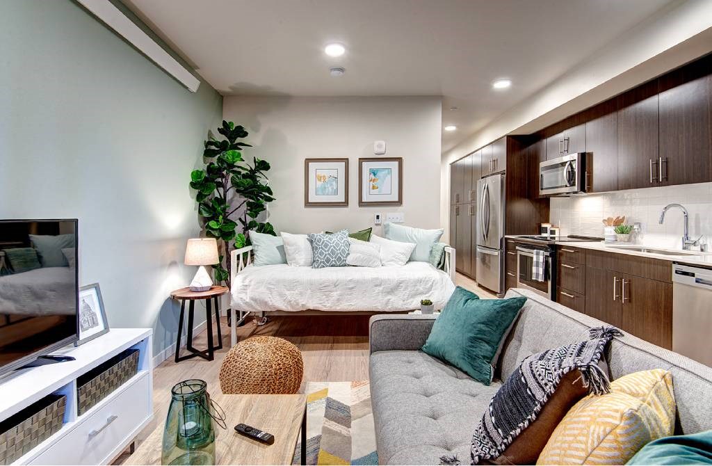 Living And Kitchen Area at Metro Line Flats, Seattle