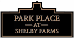 A black and white sign that says Park Place at Shelby Farms.