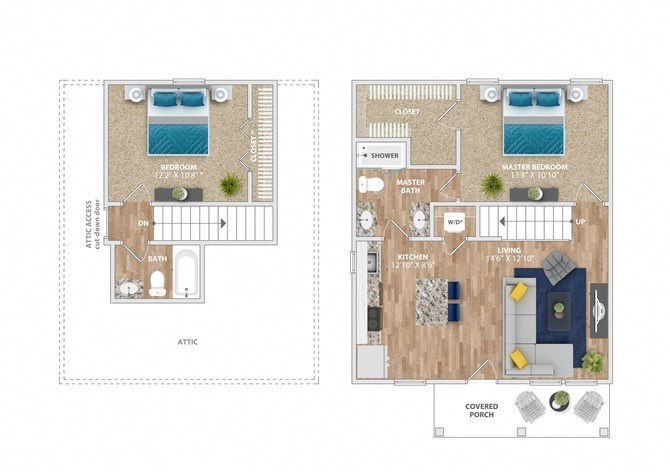 A floor plan of a house with a pool and a covered porch.