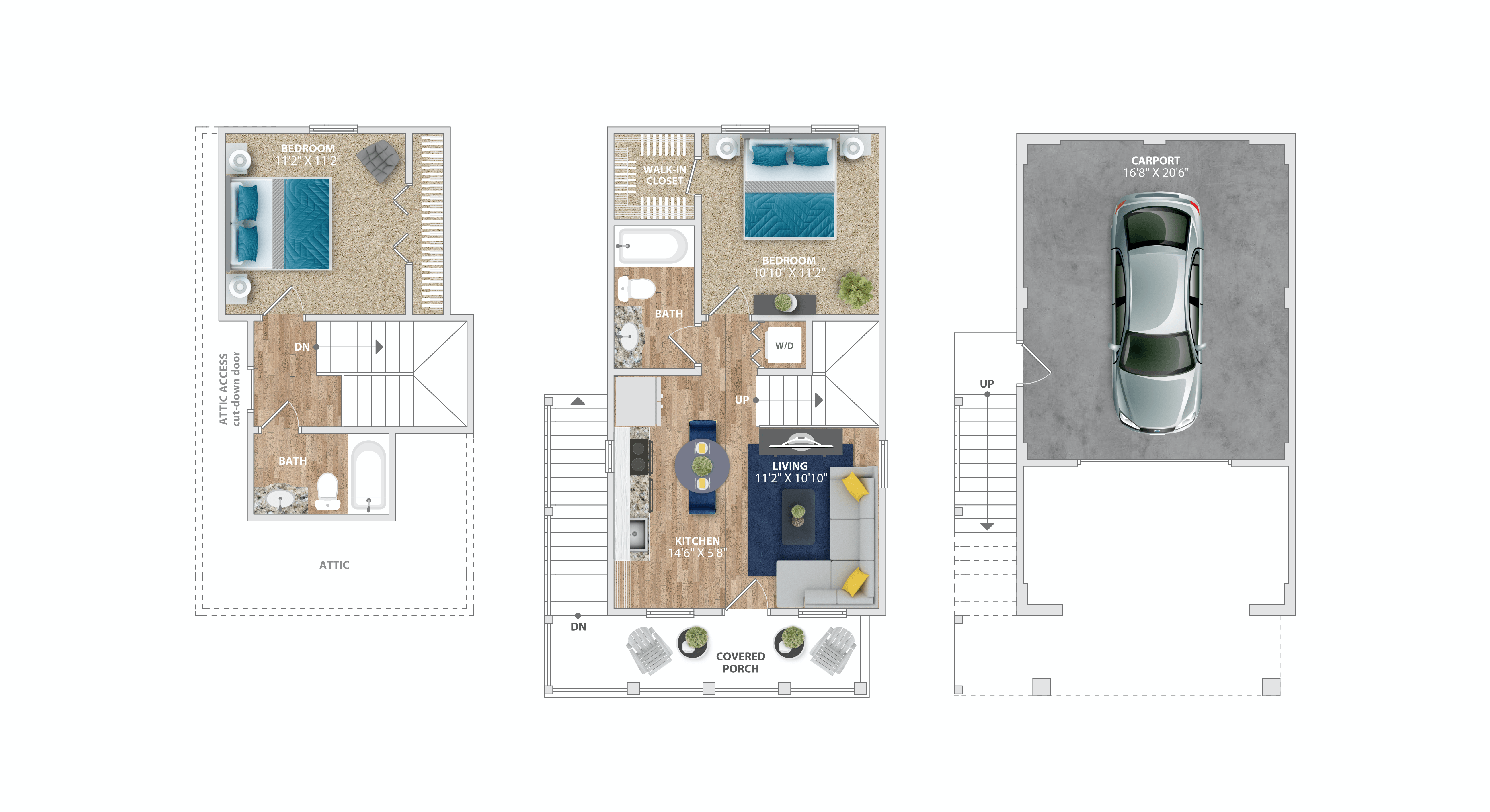 A floor plan of a house with a swimming pool and a car parked in the garage.