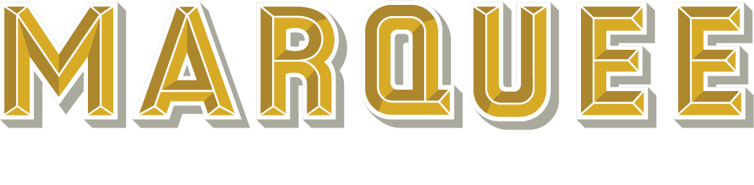 The image displays the word "MARQUEE" in large letters with a green background and the words "APARTMENTS" below it.