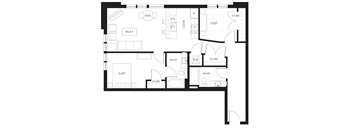 A black and white floor plan of a house with labeled rooms.