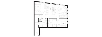 A black and white floor plan of a house with labeled rooms.