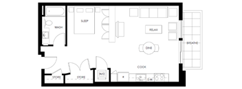 A black and white floor plan of a house with labeled rooms.