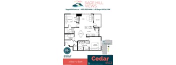 A floor plan for a Sage Hill Views property with two bedrooms and two bathrooms.