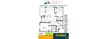A floor plan for a 2 Bedroom, 2 Bathroom home in Sage Hill Views.