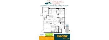 A floor plan for a home with a work live area and two bathrooms.