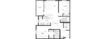 A black and white floor plan of a house with labeled rooms.
