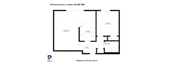 A floor plan for a 1 bedroom, 514 sq ft property located at 100 Veronica Ave., London, ON N5Z 3M9.