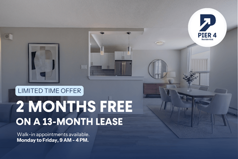 A promotional image for a 2 months free offer on a 13-month lease from PIER 4 Business.