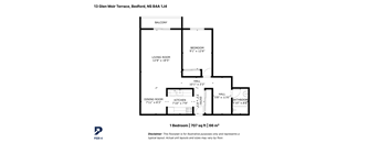 A black and white diagram of a house layout with a living room, dining room, kitchen, bedroom, bathroom, and hallway.