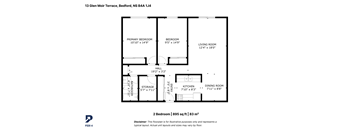 A black and white image of a floor plan for a two bedroom apartment.