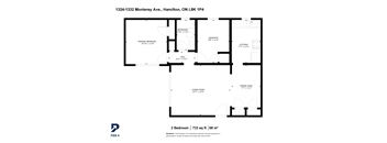 Floor plan for a 2 bedroom apartment.