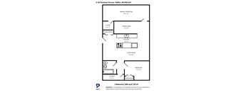 A floor plan for a 2 bedroom apartment in Foxwood Terrace, Halifax.