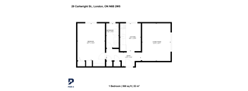A floor plan for a one bedroom apartment at 29 Cartwright St., London, ON N6B 2W5.