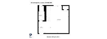 A floor plan for a Bachelor apartment at 29 Cartwright St., London, ON N6B 2W5.
