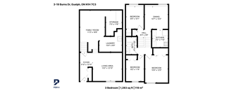 A floor plan for a 3 bedroom, 1,283 sq ft (119 m2) property.