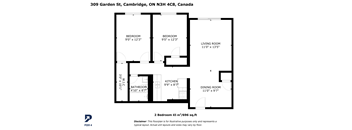 A black and white floor plan for a two bedroom apartment.