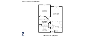 A floor plan of an apartment at 39 Pleasant St, Moncton, NB E4P 2L4.