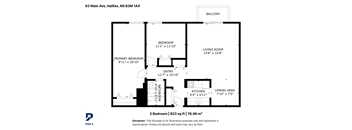 A floor plan for a 2 bedroom apartment at 63 Main Ave, Halifax, NS B3M 1A4.