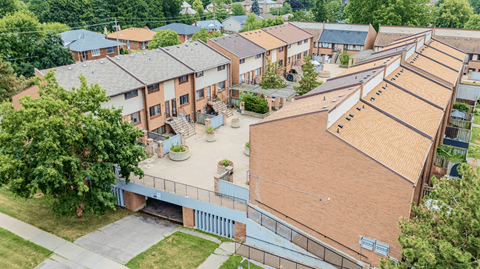 A view of a school building from above.